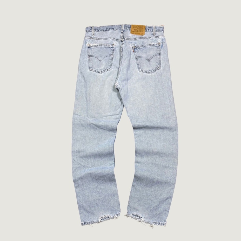 Levis 505 Mens Vintage Orange Tab Distressed Light Straight Leg Jeans 36x32